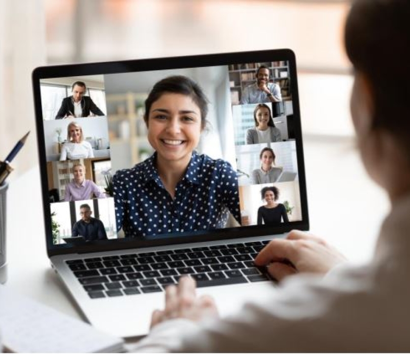 Person using a laptop device to participate in an online meeting. Image supplied: RDA Melbourne.